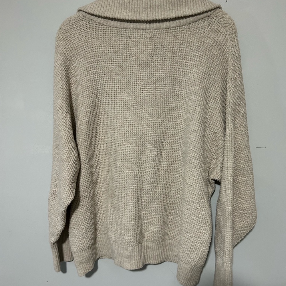 Aerie Zip Up Sweater in Cream - Picture 3 of 4